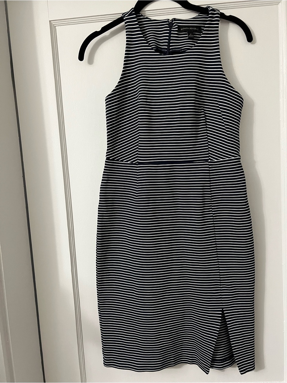 Banana Republic Black & White Striped Midi Sheath Dress